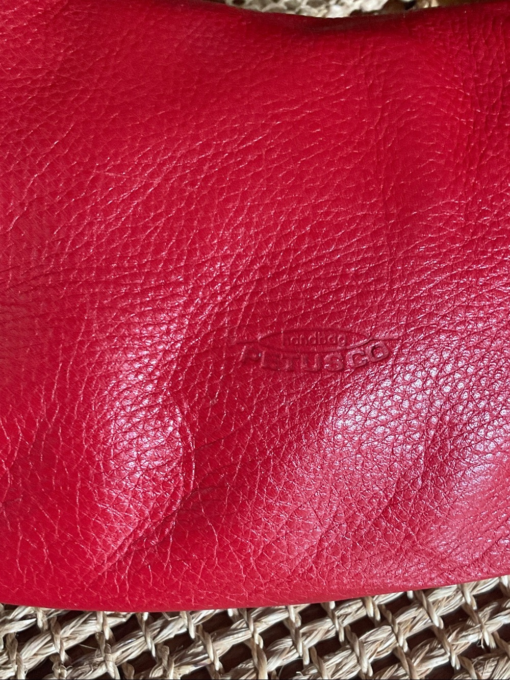 Petusco Red Leather Shoulder Bag with Brown Trim , classic shoulder bag - Picture 5 of 11